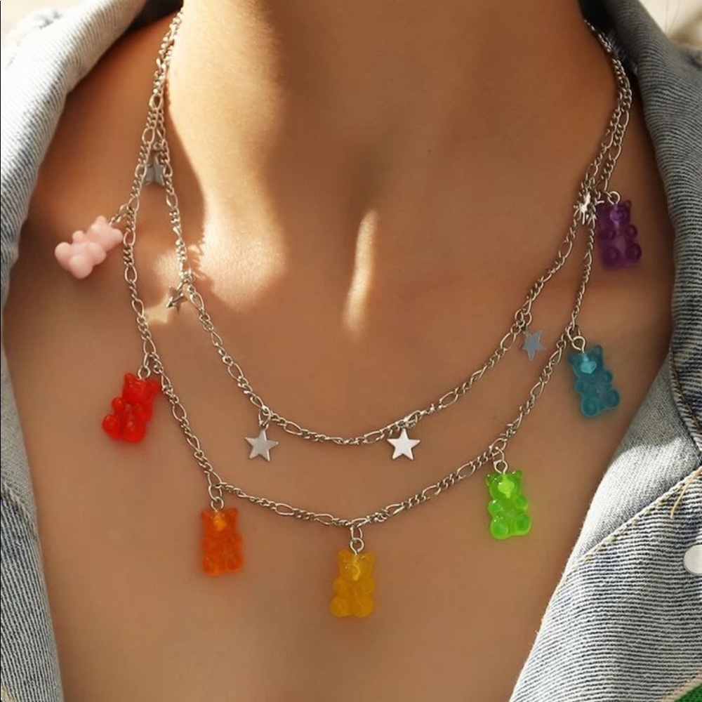 $10 🌈 MULTI COLOR GUMMY BEAR AND STAR NECKLACE